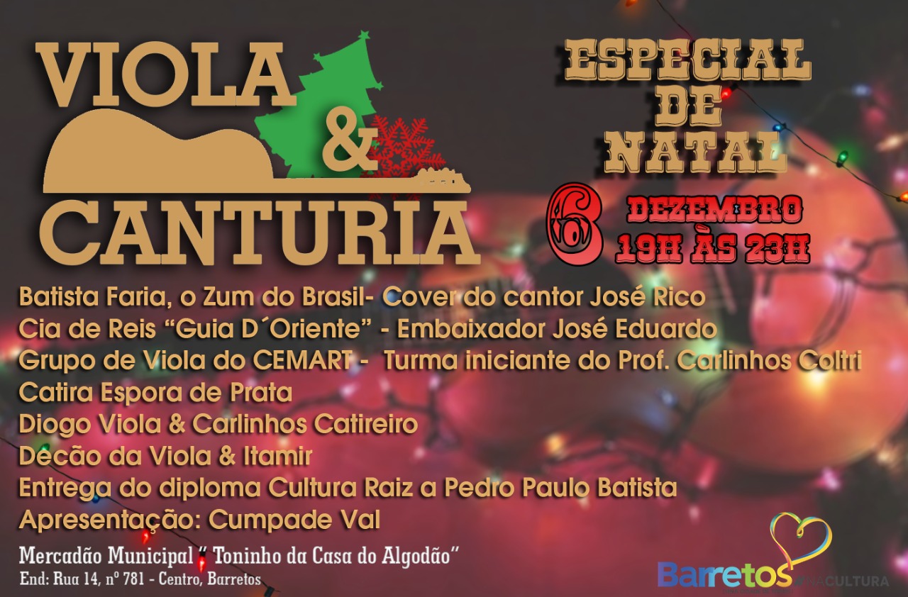 Mercadão Municipal tem Viola & Canturia Especial de Natal em dezembro